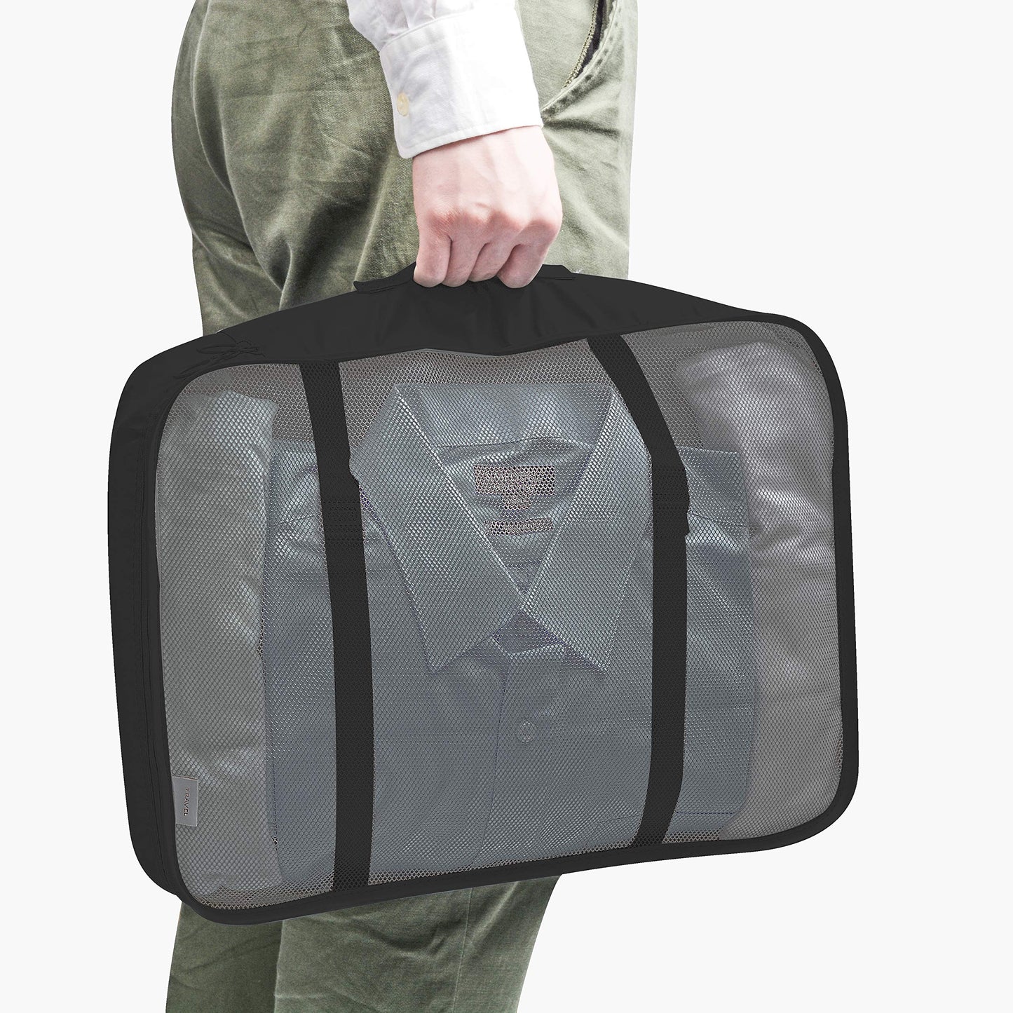 Packing Cubes 7 Pcs Travel Luggage Packing Organizers Set with Toiletry Bag (Black)