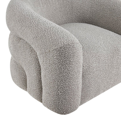 Lexicon Modern Swivel Accent Chair, Cozy Boucle Arm Chair with Plush Curved Back, Soft Stitching Cushions for Living Room/Bedroom/Office, Fully Assembled, Gray