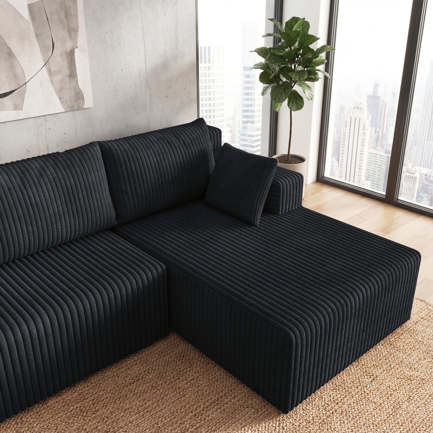 124 Inch Oversized Boneless Sectional Sofa Cloud Couch for Living Room - Symmetrical U Shaped Modular Couches Set with Double Chaise, No Assembly Floor Compression Sofa & Couch