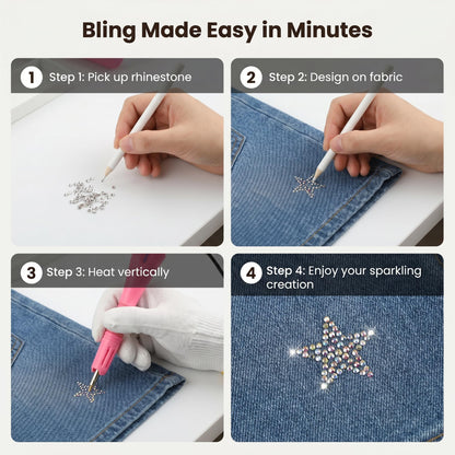 Worthofbest Hot Fix Rhinestone Applicator Tool Kit, 10000Pcs 3/4/5mm Glass Rhinestones & 5mm Hotfix Pearls, Rhinestone Setter with 6 Tips, Stand, Glove, Tray, Templates for Fabric Clothing DIY