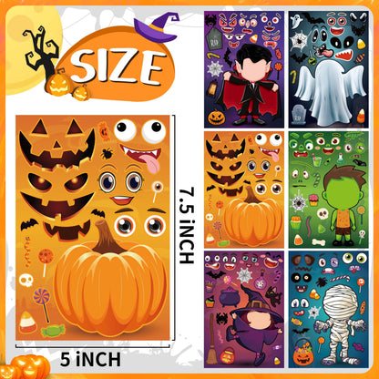 LINAYE 48 Sheets Halloween Stickers Crafts for Kids Toddlers, Make Your Own Stickers, Halloween Goodie Treat Bag Fillers Game Activities for Kids Toddlers Halloween Party Favors
