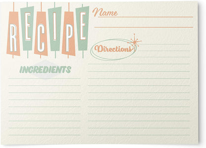 Retro Recipe Cards from Dashleigh: 48 Blank, Water-Resistant, Double-Sided Cards, 4x6 inches