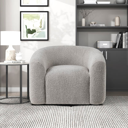 Lexicon Modern Swivel Accent Chair, Cozy Boucle Arm Chair with Plush Curved Back, Soft Stitching Cushions for Living Room/Bedroom/Office, Fully Assembled, Gray