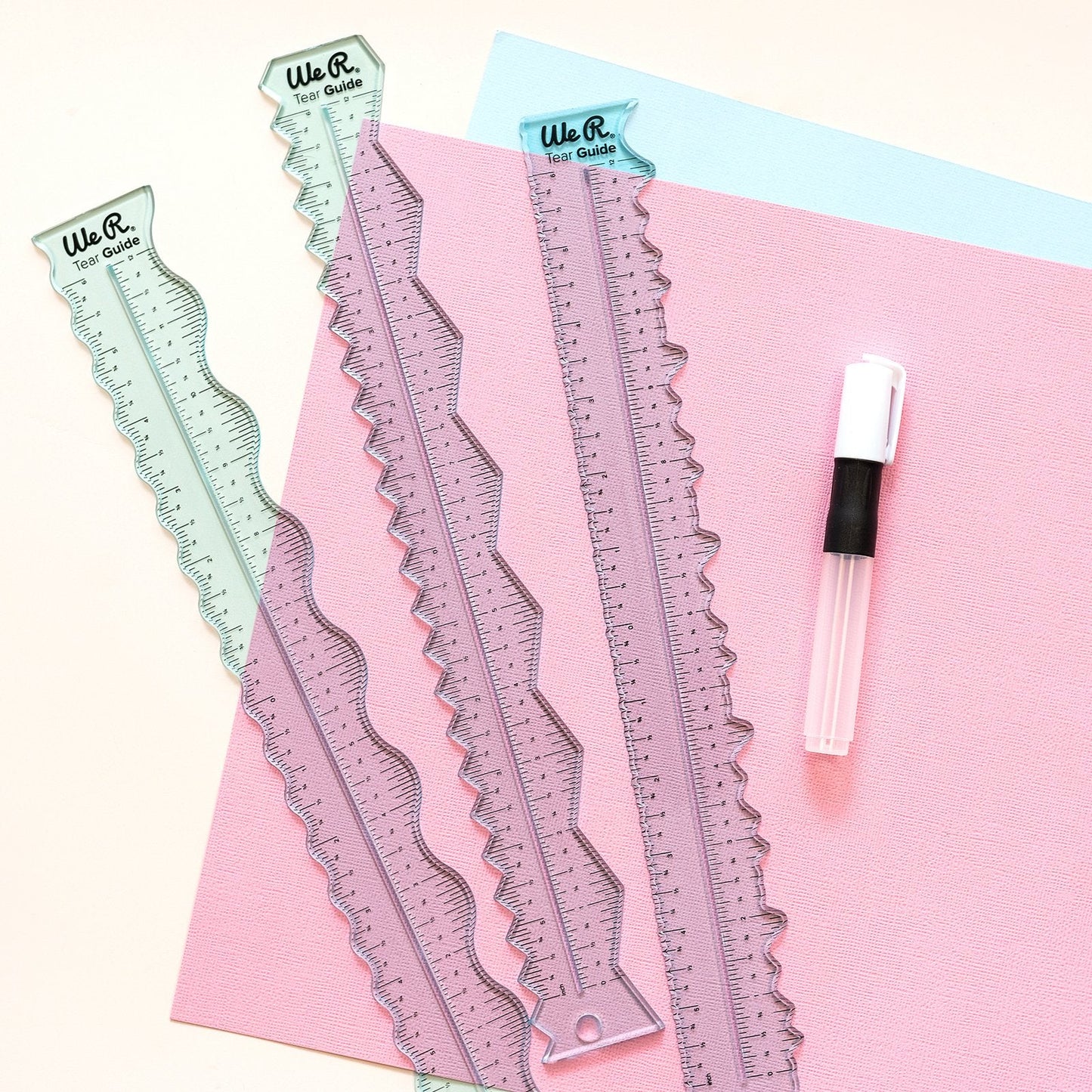 We R Memory Keepers Rulers and Tear Guide, Easy to Tear and Deckle Paper DIY Craft Project, Zigzag, Wave, Coarse Deckle, Fine Deckle, Card Making, Scrapbooking, Invitations, Journaling, Decorations