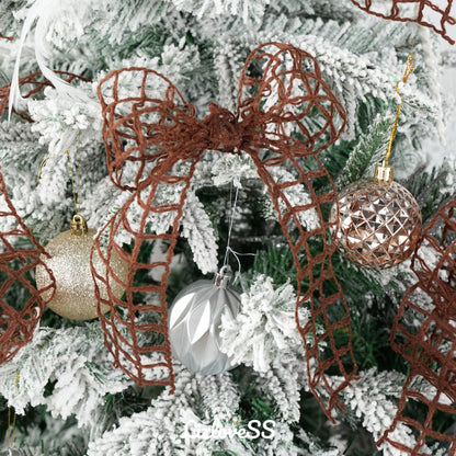 LIZLOVESS Brown Mesh Burlap Wired Ribbon 2.5" x 10 Yards Rustic Wrapping Ribbon Net Ribbon for Christmas Home Decor Wedding Gift Wrapping Tree Topper Bows Wreaths Craft Supplies Thanksgiving Autumn