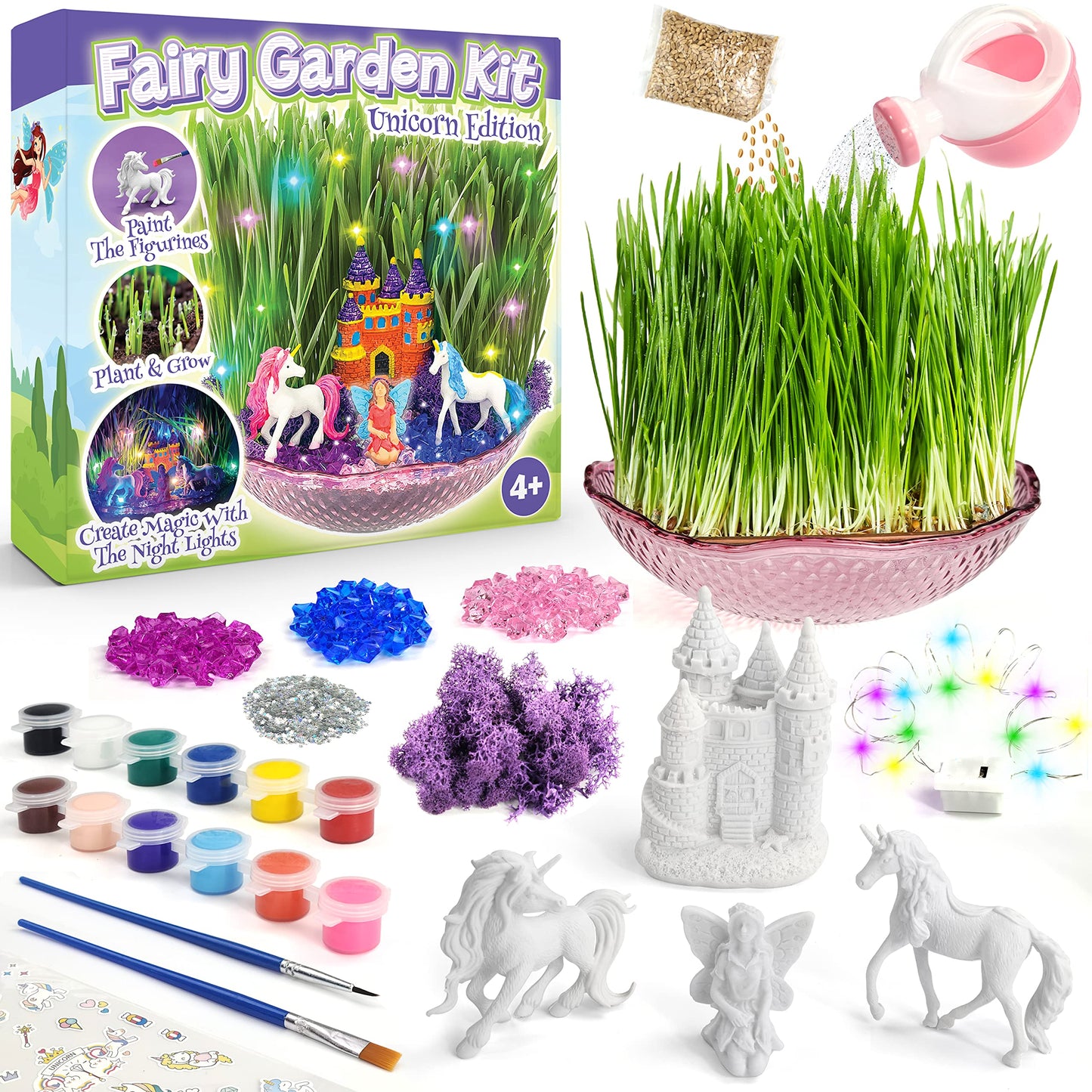 Bloonsy Unicorn Fairy Garden Kit | Light Up Terrarium Kit | STEM Toys | Arts and Crafts for Girls Age 4-12 | Science Presents