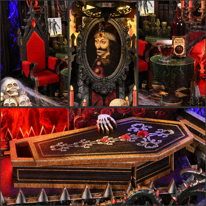 ETKVR Book Nook Kit, Picture Frame Booknook, Wall Mounted Miniature Dollhouse Kit, DIY 3D Wooden Puzzle for Home Bookshelf Decoration - Vampire Count Dracula