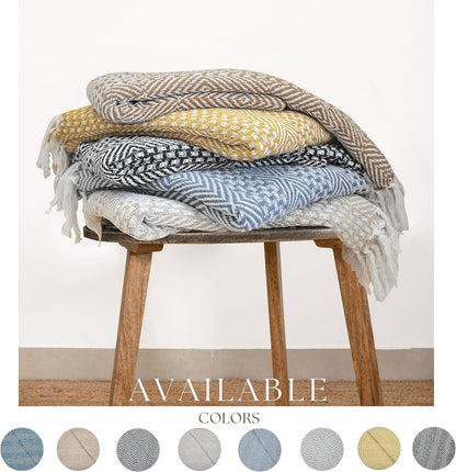 RAJRANG Dusty Blue Throw Blanket, Soft and Warm Living Room Decorative Throws - 60 x 50 Inch