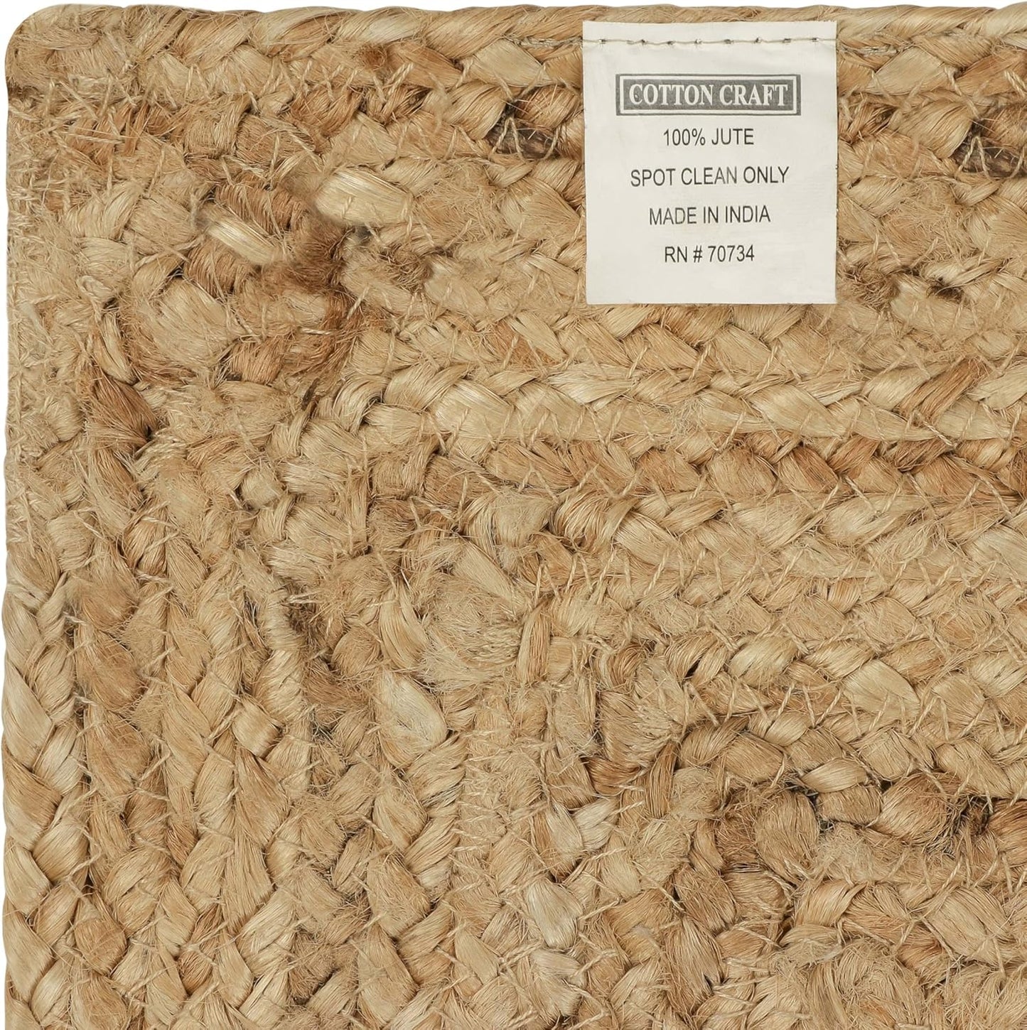 COTTON CRAFT Jute Area Rug - 100% Braided Jute, Neutral Reversible, Small 22x34 Rug for Kitchen, Living Room, Bedroom