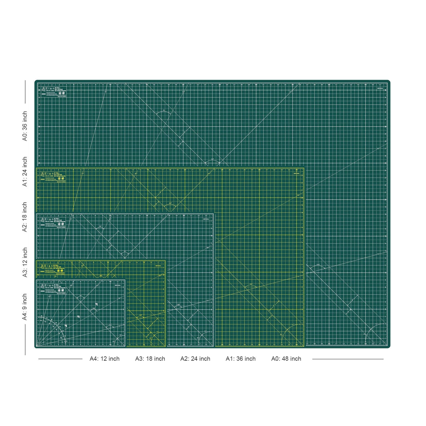 Elan Cutting Mat A1 Green, Large Self Healing Cutting Mat 24 x 36 Inch, 5-Ply Craft Board Green, Hobby Board for Crafts 24x36 Inch