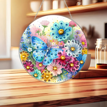 DIY Hanging Diamond Art Kit for Adults, 5D Acrylic Gem Art Window & Wall Pendant, Diamond Painting Ornament for Home Decor (Butterfly-2)