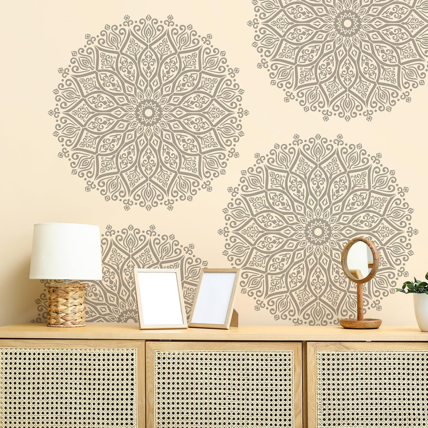 Sistink Large Mandala Stencils for Painting - Folk Rangoli Mandala Large Stencils for Painting on Wall Furniture Decor