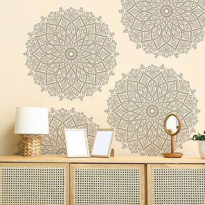 Sistink Large Mandala Stencils for Painting - Folk Rangoli Mandala Large Stencils for Painting on Wall Furniture Decor