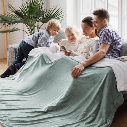 Bedsure GentleSoft Sherpa Fleece Blankets Queen Size for Bed - Thick and Warm, Soft Fuzzy Plush Queen Blanket for Winter, Grey, 90x90 Inches
