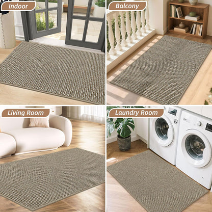 BEQHAUSE Dirt Trapper Door Mat - Non-Slip, Washable, Absorbent Entrance Mat | 20" x 32", Light Beige