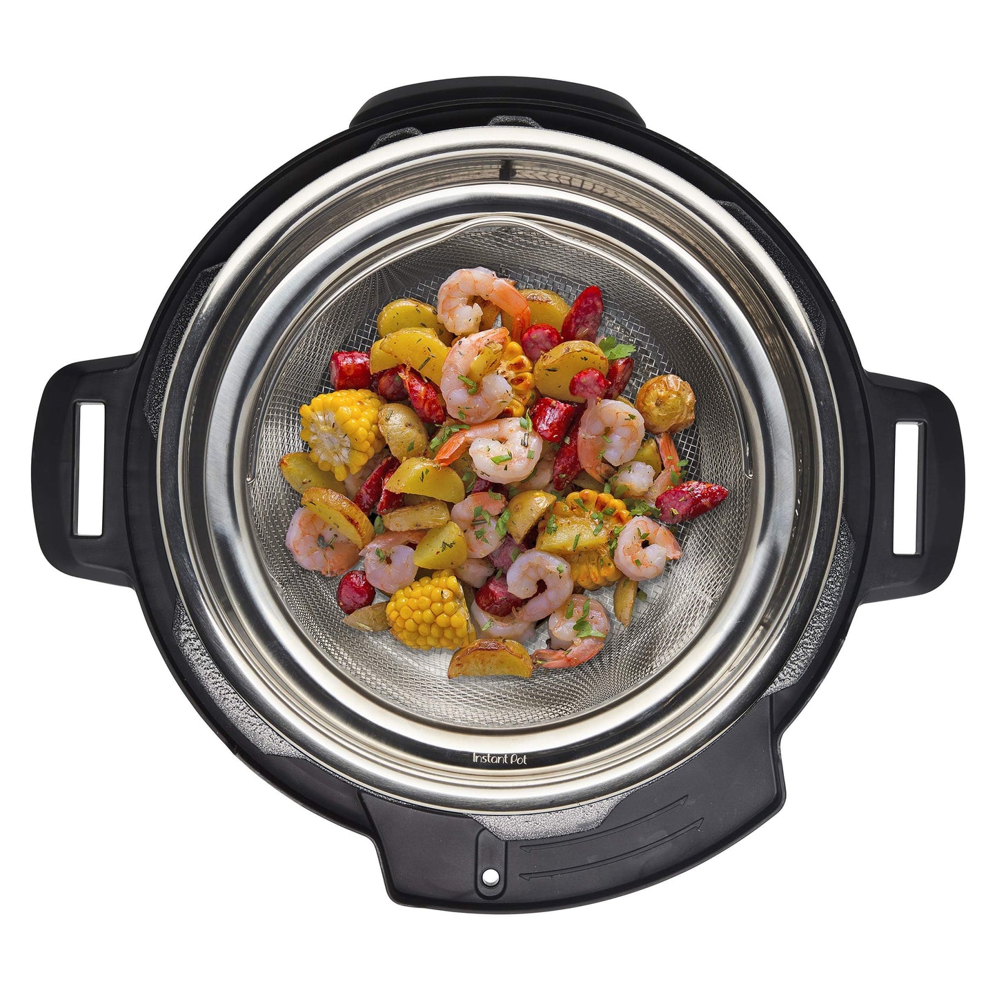 Instant Pot Official Large Mesh Steamer Basket, Stainless Steel, Round - Versatile Steamer & Strainer for Vegetables, Fish, and More - Durable, Rust-Resistant, Easy-Lift Handle, Dishwasher Safe