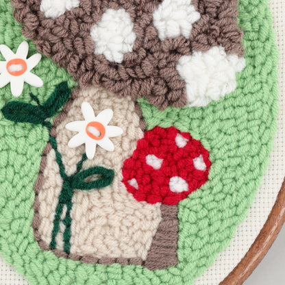 Kimberbell Punch Needle Kit – Mushroom Meadow - Complete DIY Embroidery Kit with Tool, Monks Cloth, Yarn, Frame & Embellishments – Punch Needle Design for Home Décor & Gifts