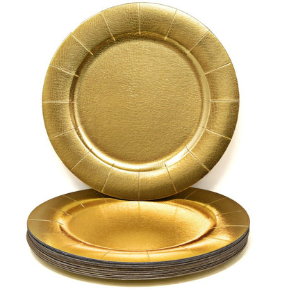 Gift Boutique 120 Disposable Gold Round Charger Plates 13" Dinner Table Serving Tray Plate Heavy Duty Reusable Paper Cardboard Platters for Table Setting Place Mats Cupcake Dessert Wedding Food Safe