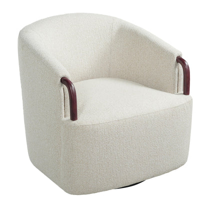 Christopher Knight Home Shiza Modern Swivel Chair with Solid Wood Base, Comfy Swivel Accent Chair with Curved Design, Soft Boucle Upholstered Lounge Sofa Chair for Living Room/Bedroom, Beige