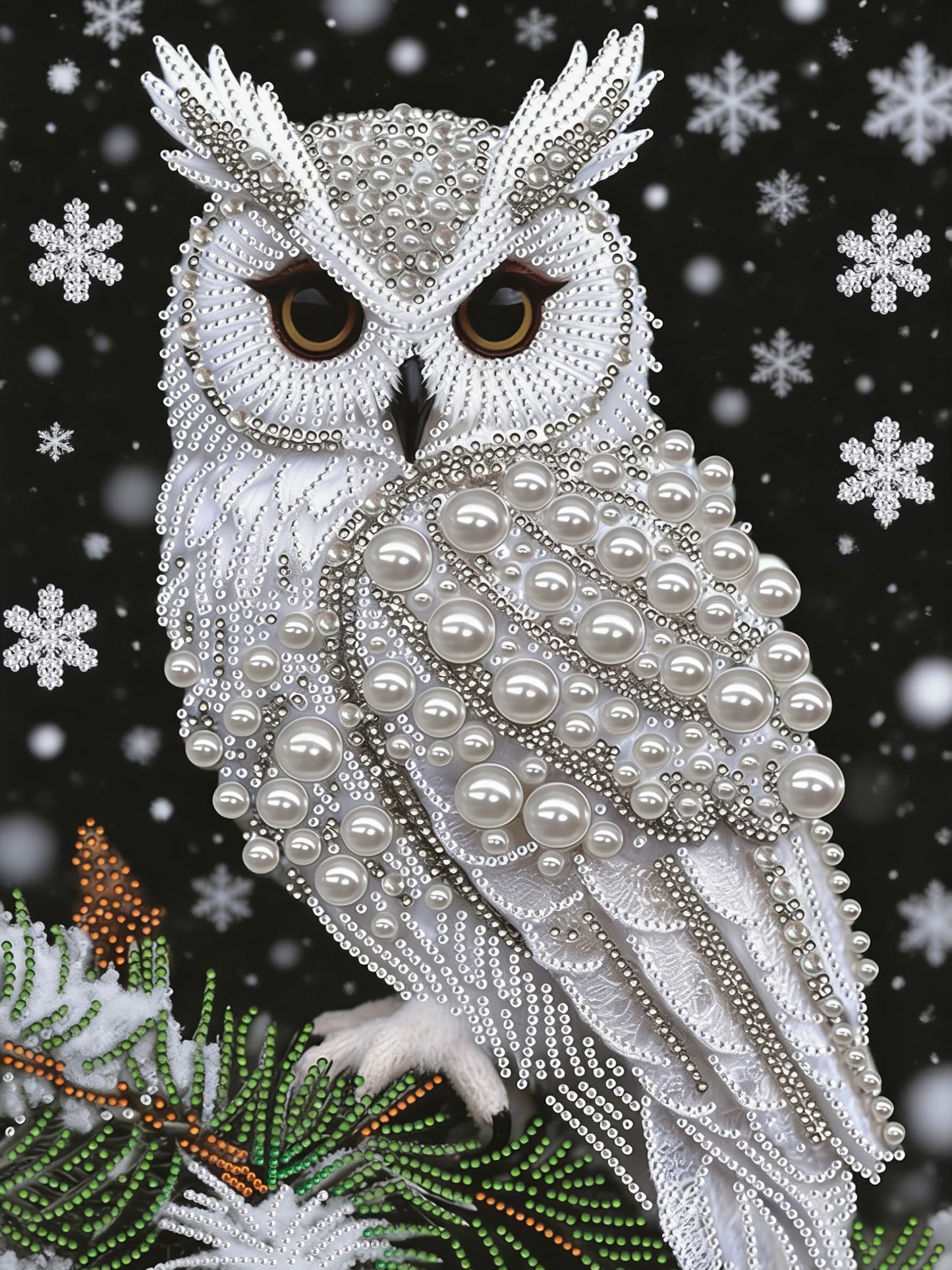 SuuTang 5D Diamond Art Pearl Painting Kits for Adults, Special Shaped Owl Beaded Art Kit for Beginners, 13.8X17.8inch, DIY 3D Plastic Pearl Diamond Dots Gem Art Craft, Home Wall Decor Gift