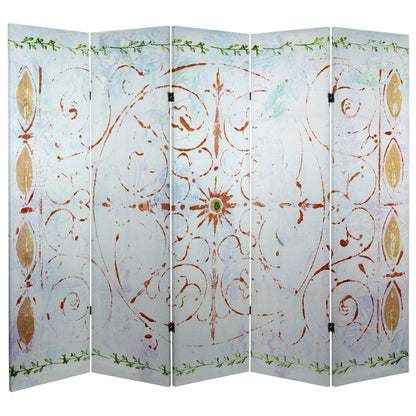 Red Lantern 5 ft. Tall Winter's Peace Canvas Room Divider 5 Panel Freestanding Folding Privacy Screen, Partition, and Separator for Modern and Contemporary Bedroom, Home Office, Studio, Dorm
