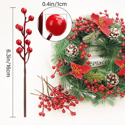 50pack NBGV Christmas Tree Decorations Artificial Berry Stems Red Berry Picks for Xmas Winter Party Holiday Flower