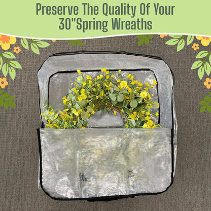 VENO 4 Pack Clear Moving Bags, Fits 30" Wreath & Storage Totes, Heavy Duty Packing Bags with Handles for Clothes & Bedding