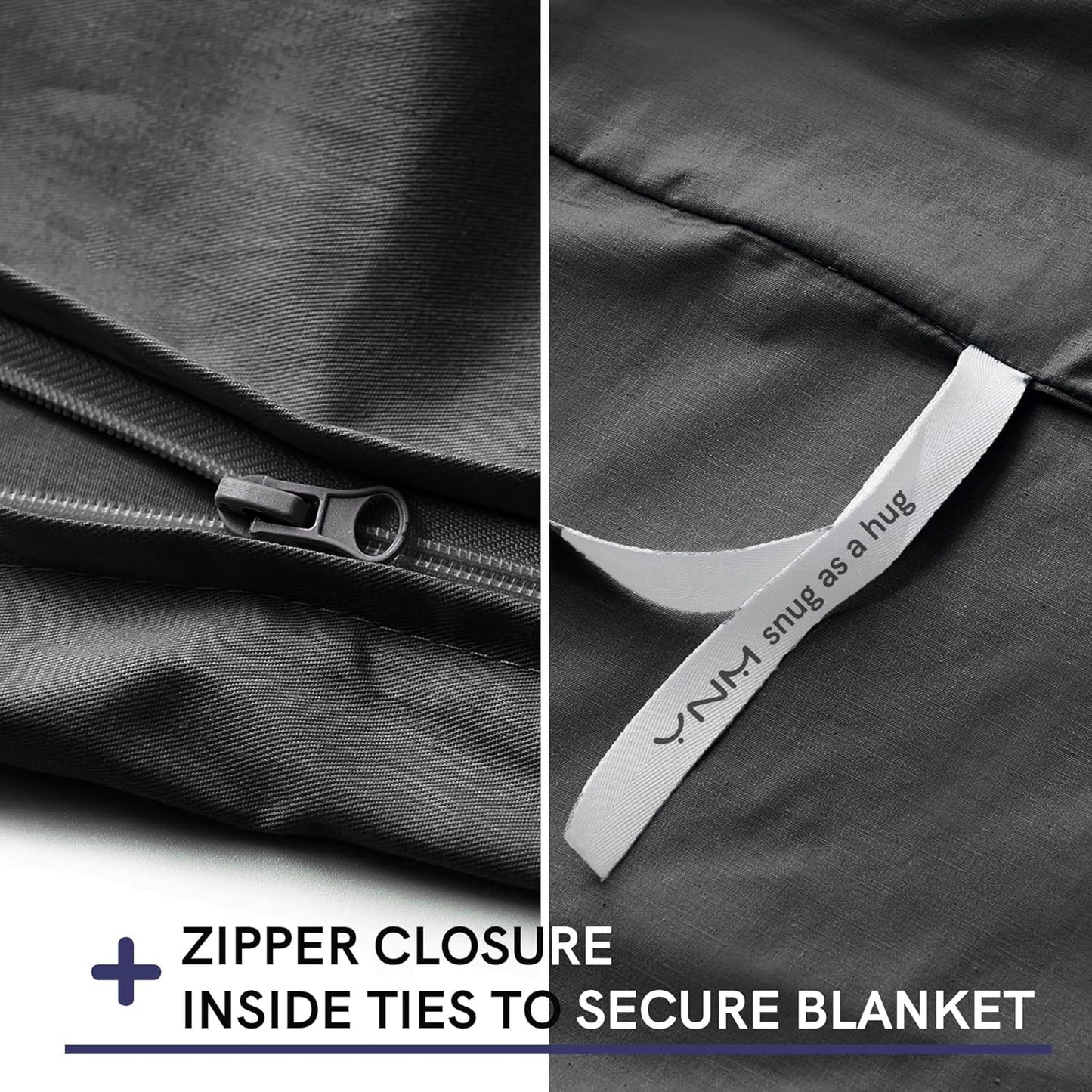 YnM Exclusive Cotton Duvet Cover for Weighted Blankets - Dark Grey, 41"x60"
