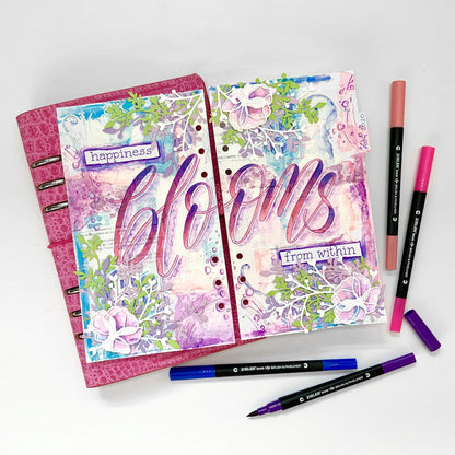 Zieler Fineliner Pens & Watercolour Brush Pens (Duo Tip, Set of 24) Ideal for Colouring, Drawing & Hand Lettering - 48 nibs - Vibrant Colours - Washable, Water-Based Ink