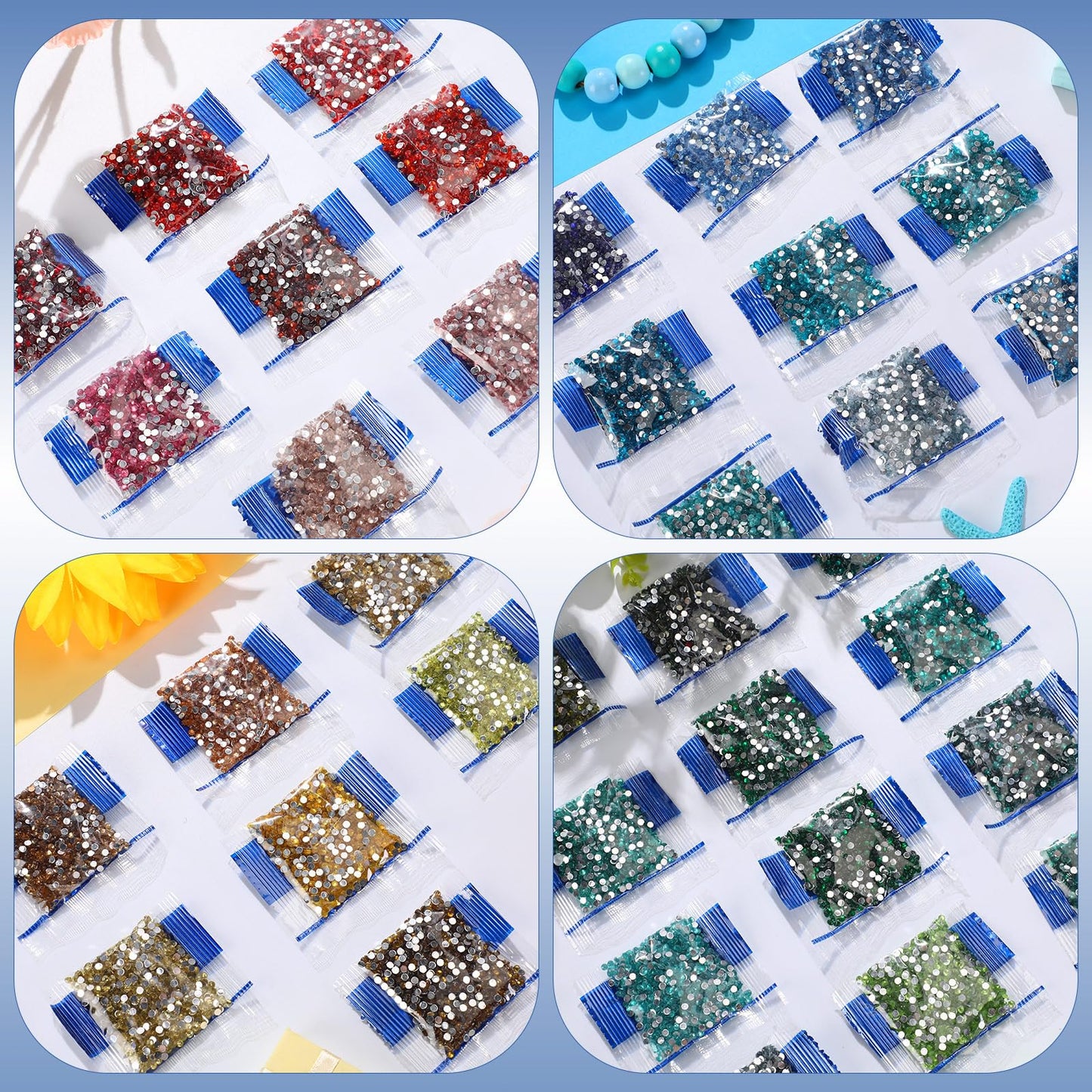 60000 Pcs 60 Color Rhinestones Diamond Painting Beads Flat Bottom Round Resin Beads Art Replacement Diamonds for DIY Craft Diamond Painting Accessories(Fresh Color)