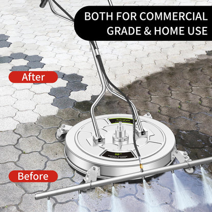 30" Pressure Washer Surface Cleaner Ultra with 7 Nozzles Water Broom, Stainless Steel Dual Handle Power Washer Surface Cleaner for Patio Decker Concrete Driveway, 5000 PSI