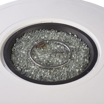 Oakland Living Round 44 in. x 44 in. Aluminum Propane Fire Pit Table with Glass Beads, Two Covers, Lid, 57,000 BTUs in White Finish