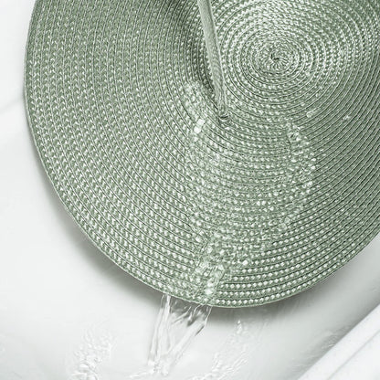 AHHFSMEI Round Braided Placemats 15 Inch Round Table Mats for Dining Tables Woven Heat Resistant Place mats Set of 6 (Fog Green)