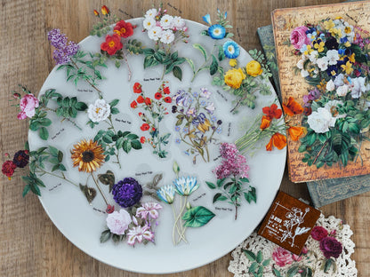 Knaid 100 Pieces Vintage Flower Stickers Set - Big 3.4" Waterproof Clear Botanical Floral Journaling Sticker for Scrapbooking Junk Journal Supplies Bullet Journals Planner Collage Laptop Paper Crafts