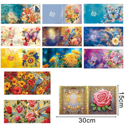 Christmas Cards 5D DIY Diamond Painting Round Drill Greeting Thank You Cards Creative 12 Packs