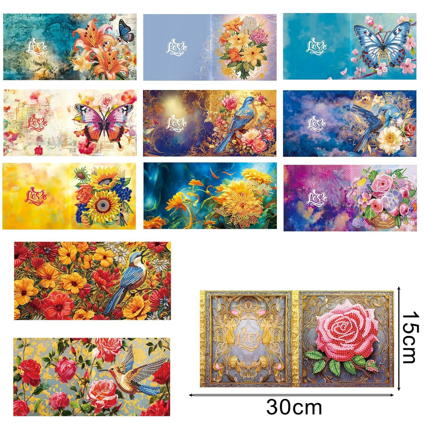 ycyingcheng Diamond Painting Greeting Cards, 5D Rhinestone Art Greeting Card for Holidays Festival Craft Gift Your Girlfriend Birthday Card Christmas Cards (DP054)