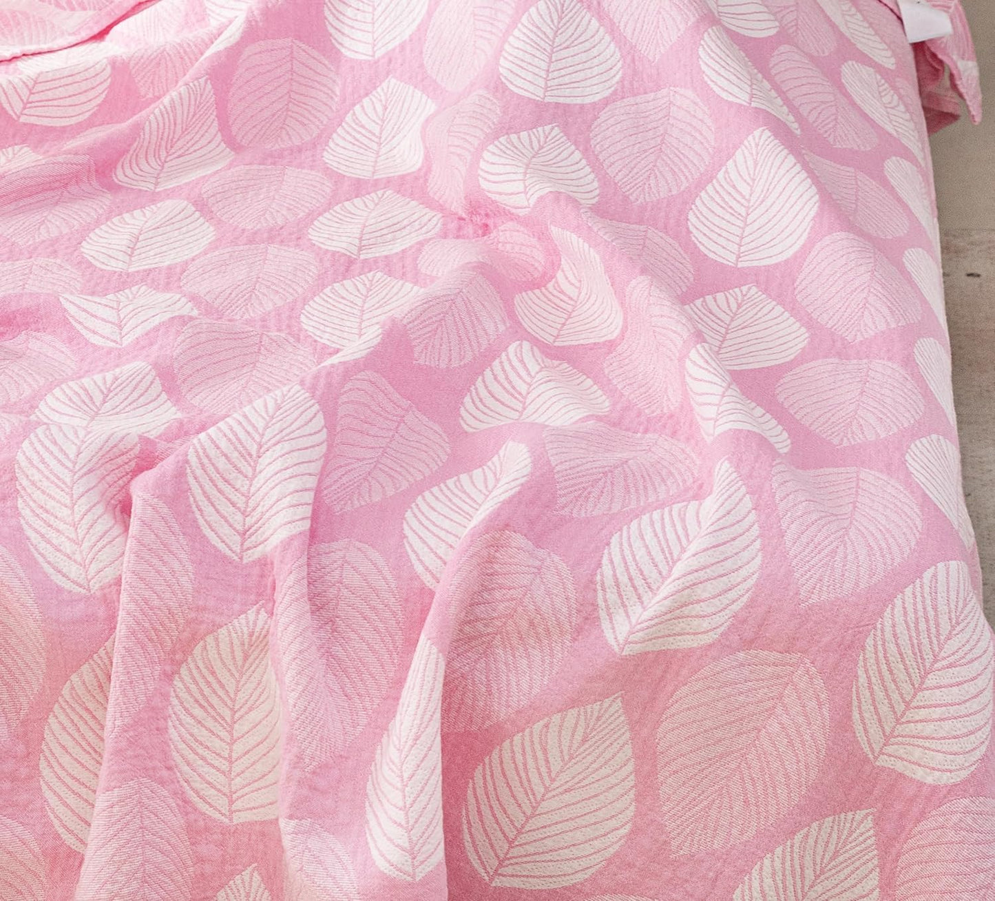 MEJU 100% 3 80 90 Leaf Pink Kids Young Girls Muslin Lightweight Blanket for Bed Sofa Couch Combed Cotton Layer Soft