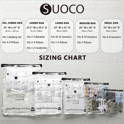 Skiennix Vacuum Storage Bags - Jumbo Compression Packing Seal Bags for Clothing & Bedding (14 Pack)