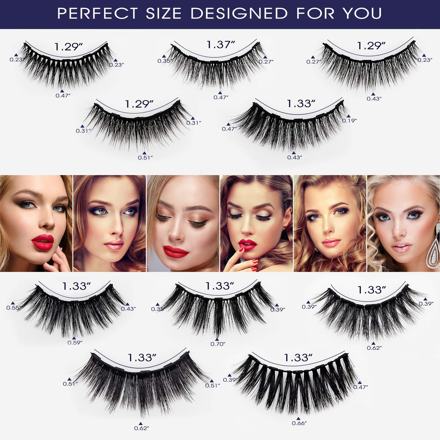 Magnetic Eyelashes with Eyeliner Kit - SevenCrown Magnetic Lashes Natural Looking with 4 Tubes of Magnetic Liner Upgraded,Waterproof,Long Lasting - 10 Pairs Reusable Magnetic Eyelash Kit with Applicator, Easy to Apply.