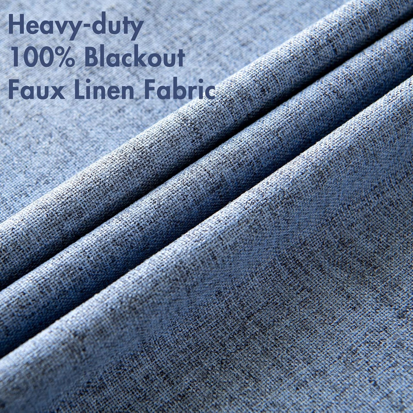 MIULEE Blackout Curtains - 100% Thermal Insulated Linen Texture Drapes | Stone Blue, 52x84 Inch (2 Panels)