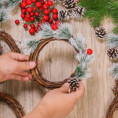Grapevine Wreath Set, Marrywindix 10 Pieces Natural Vine Branch Wreath Christmas DIY Rattan Wreath Garland for Christmas Holiday Craft Wedding Decor (6 in.)