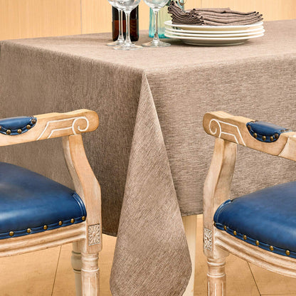 Mebakuk Rectangle Table Cloth Linen Farmhouse Tablecloth Waterproof Anti-Shrink Soft and Wrinkle Resistant Decorative Fabric Table Cover for Kitchen (Flaxen, 60" x 104" (8-10 Seats))