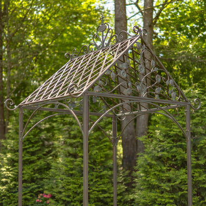 9.5ft T Iron Garden Arch with Embellished Trellis London 1820" (Antique Bronze)