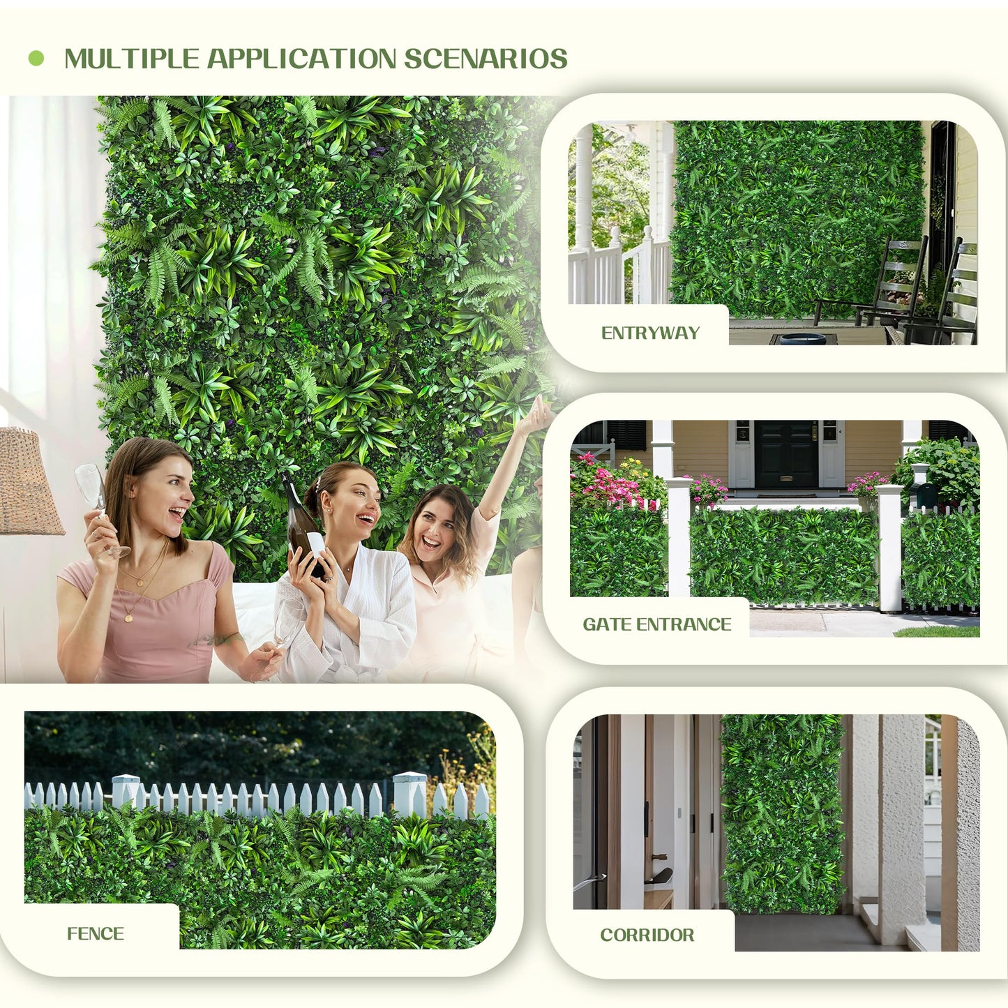 TTTM Artificial Hedge Grass Wall Panel: 20"x20" 24 Pcs Faux Boxwood Ivy Greenery Decor with UV Protection for Outdoor and Indoor Privacy Screen, Garden Fence, and Party Green Backdrop