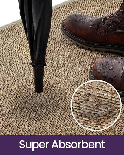 DEXI Ultra Thin Indoor Door Mat - Non-Slip Rubber Backing | Easy-Clean Dirt Trapper, 24x36, Beige