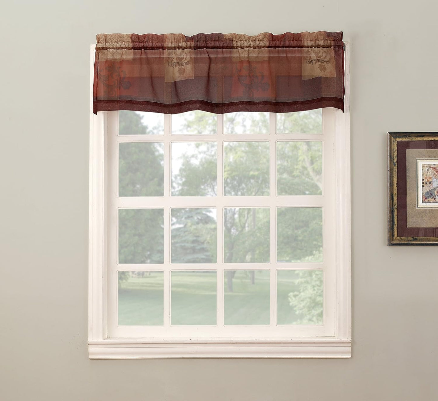 No. 918 Eden Inspirational Patchwork Semi-Sheer Kitchen Curtain Swag Pair, 56" x 36", Multi