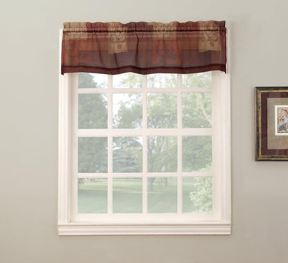 No. 918 Eden Inspirational Patchwork Semi-Sheer Kitchen Curtain Swag Pair, 56" x 36", Multi