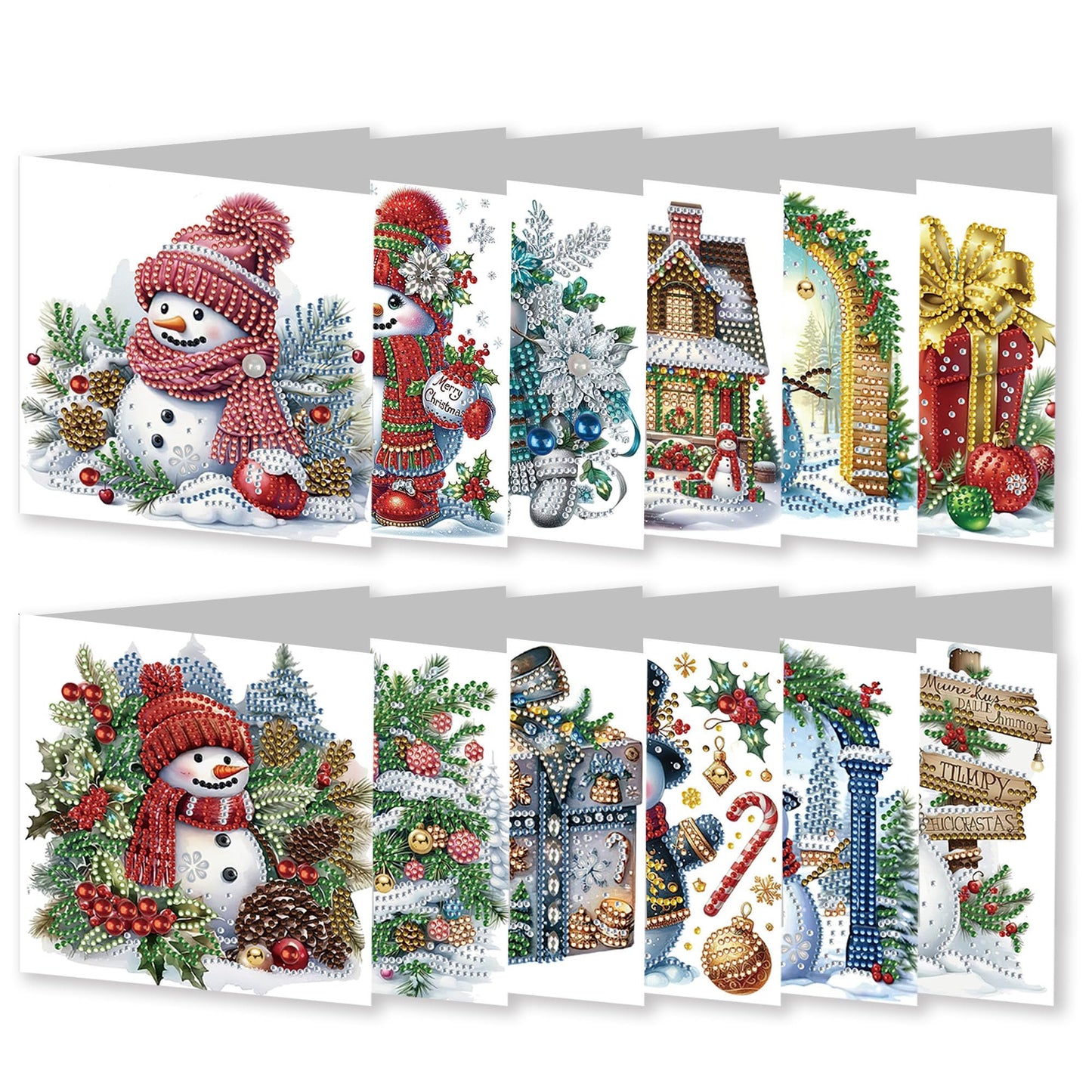 ARTopet 12Pcs DIY Greeting Card Diamond Art Painting Creative Design Foldable Thank You Cards Blessing Gift Folding Greeting Card Set for Birthday Christmas Crafts Gift