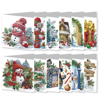 ARTopet 12Pcs DIY Greeting Card Diamond Art Painting Creative Design Foldable Thank You Cards Blessing Gift Folding Greeting Card Set for Birthday Christmas Crafts Gift