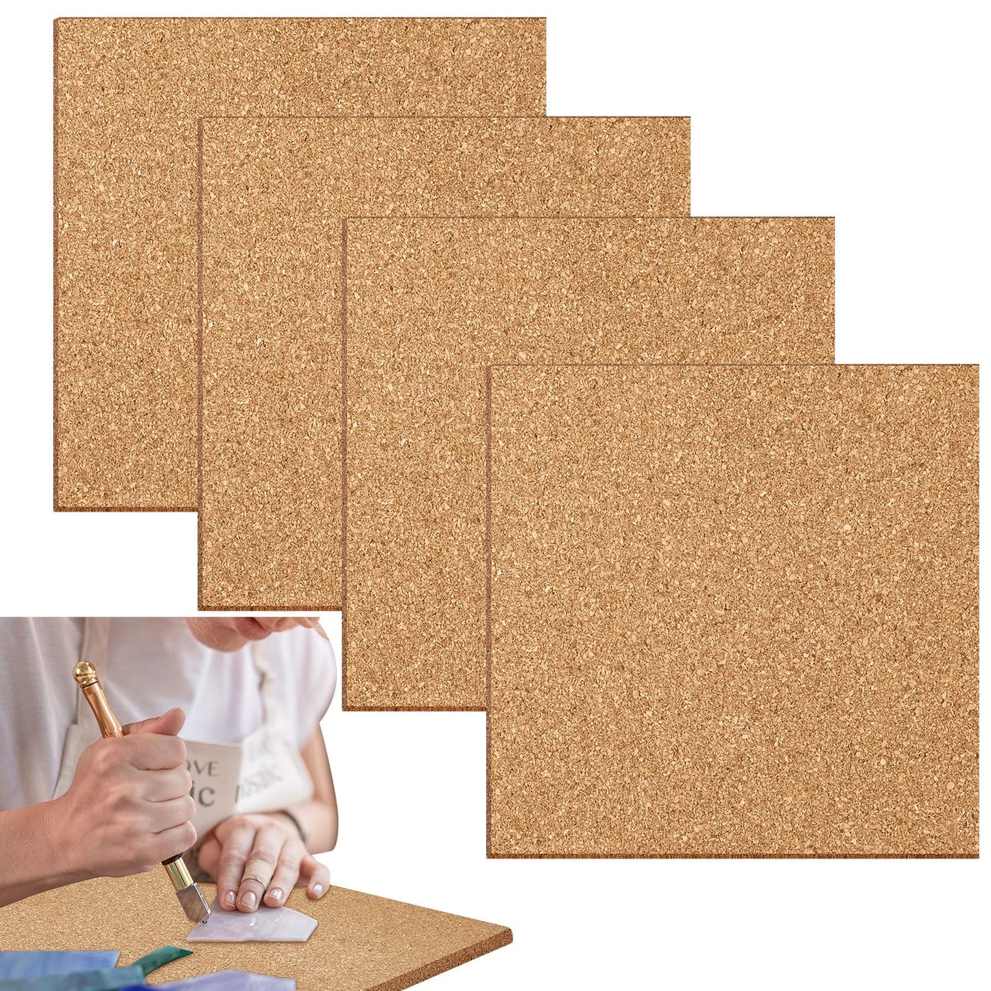 Juexica 4 Pcs 12" x 12" Heat Resistant Stained Glass Work Surface, 1/2" Thick Stained Glass Tools to Protect Table and Countertops for Handwork Beginners